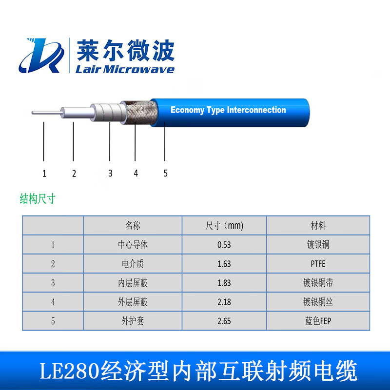 萊爾微波LE280經濟型射頻同軸電纜 高性能與性價比的卓越平衡